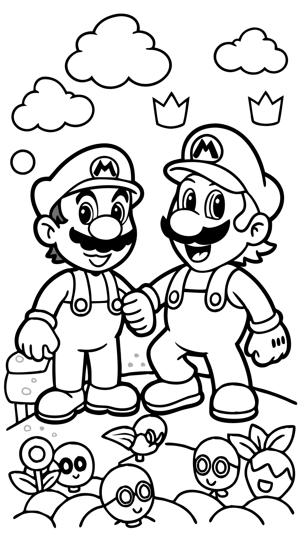 Páginas para colorear imprimibles de Mario y Luigi